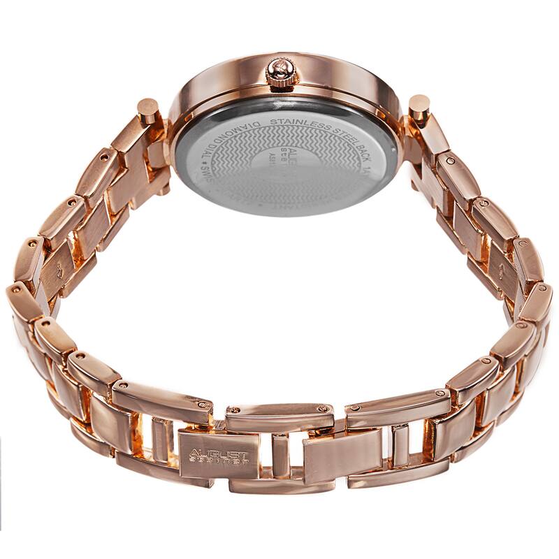 August Steiner Women's Swiss Quartz Diamond Markers Rose-Tone Bracelet Watch
