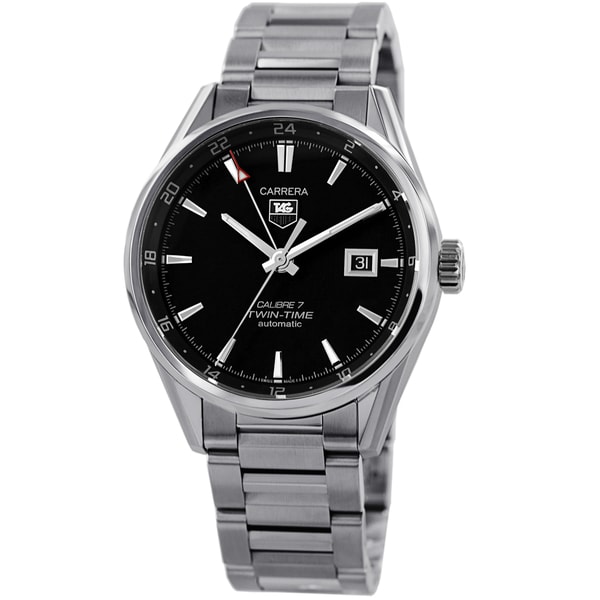 Tag Heuer Mens WAR2010.BA0723 Carrera Black Dial GMT Stainless