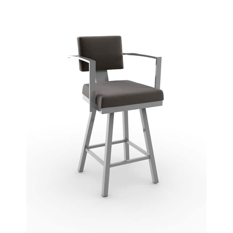 Amisco Akers Swivel Counter Stool - glossy grey metal/charcoal black