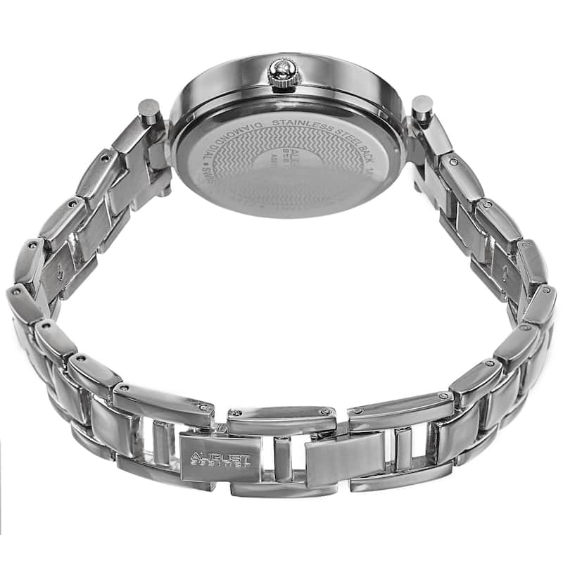 August Steiner Women's Swiss Quartz Diamond Markers Silver-Tone Bracelet Watch