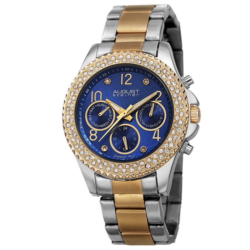 August Steiner Women's AST8136TTBU Swiss Quartz Diamond Blue Bracelet Watch