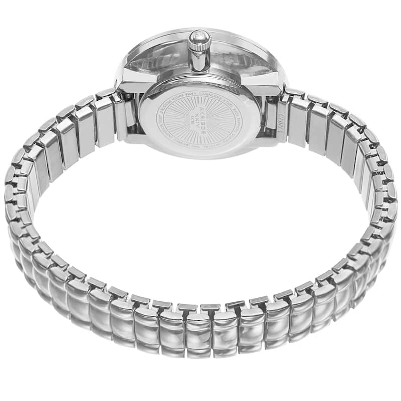 Akribos XXIV Women's Quartz Diamond Markers Expandable Silver-Tone Bracelet Watch