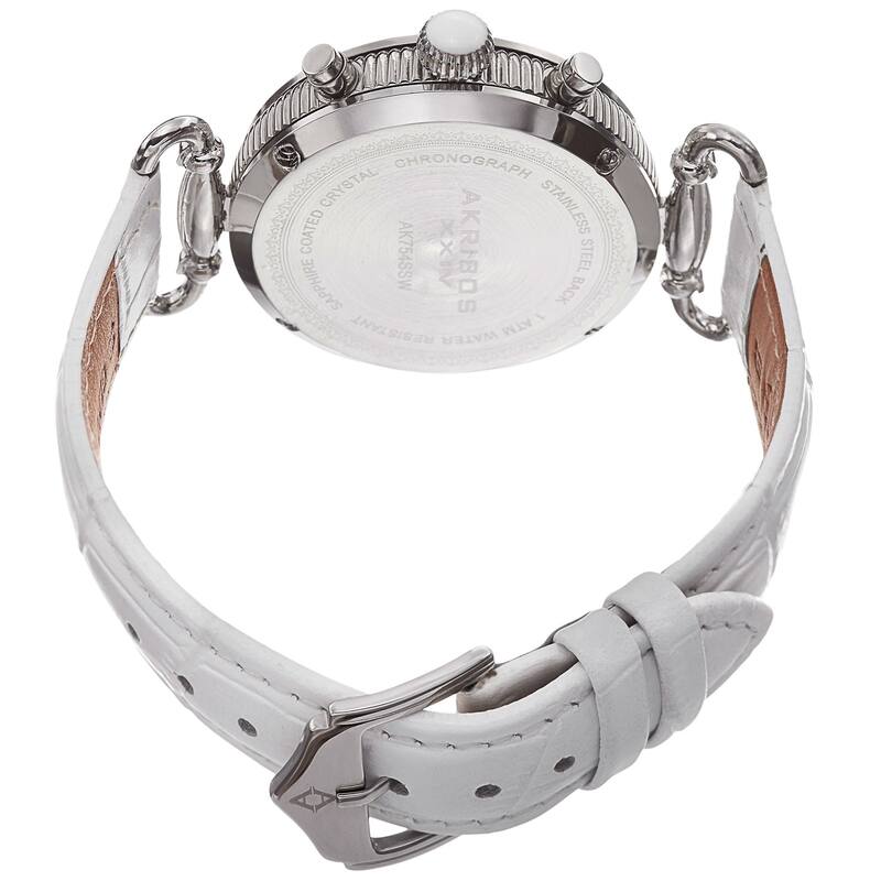 Akribos XXIV Women's Swiss Quartz Chronograph Leather Silver-Tone Strap Watch