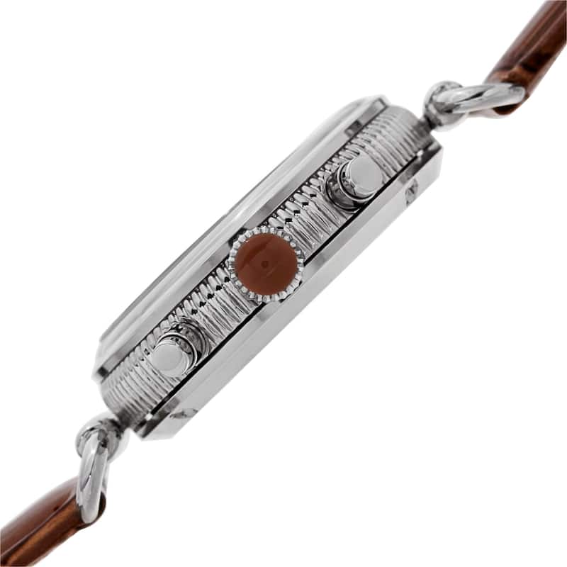 Akribos XXIV Women's Swiss Quartz Chronograph Leather Brown Strap Watch