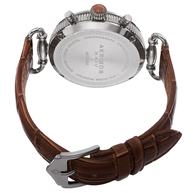 Akribos XXIV Women's Swiss Quartz Chronograph Leather Brown Strap Watch