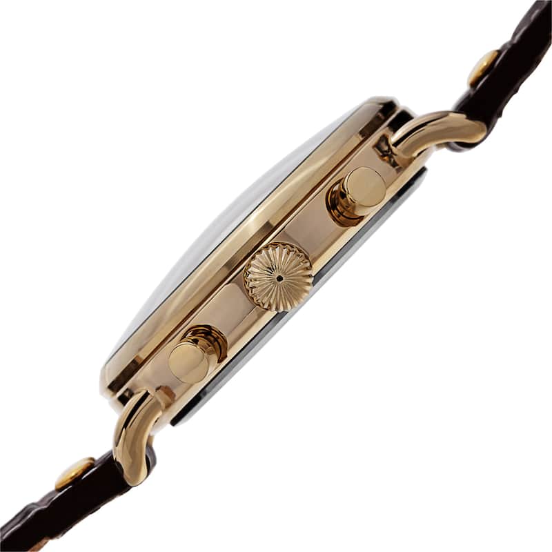 Akribos XXIV Men's Swiss Quartz Multifunction Leather Brown Strap Watch