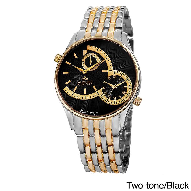 August Steiner Men's Swiss Quartz Dual Time Bracelet Watch