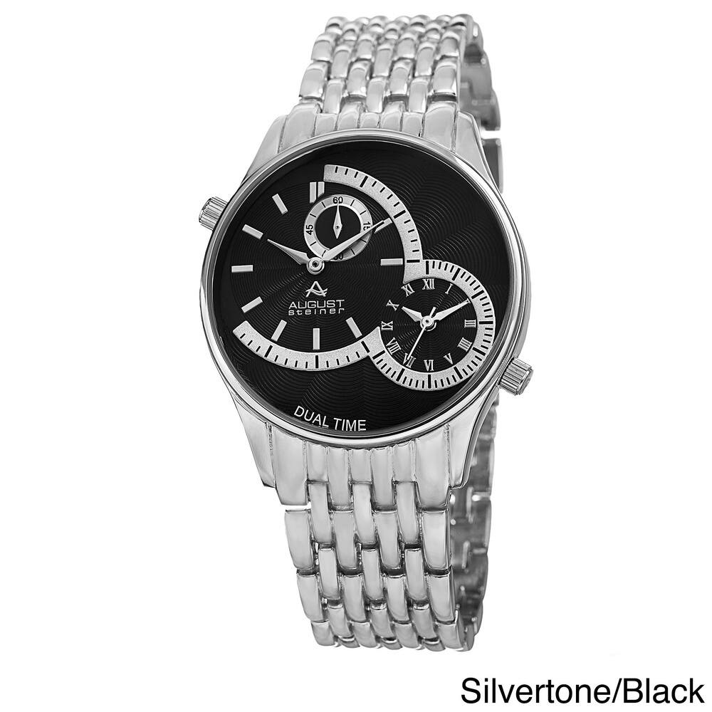 August Steiner Men's Swiss Quartz Dual Time Bracelet Watch