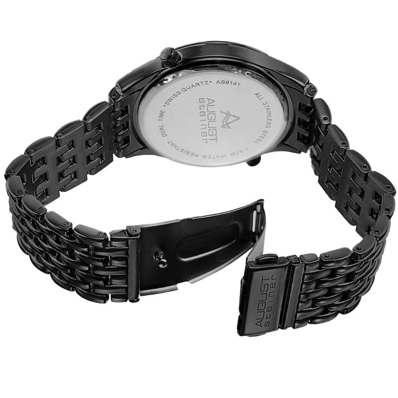 August Steiner Men's Swiss Quartz Dual Time Bracelet Watch