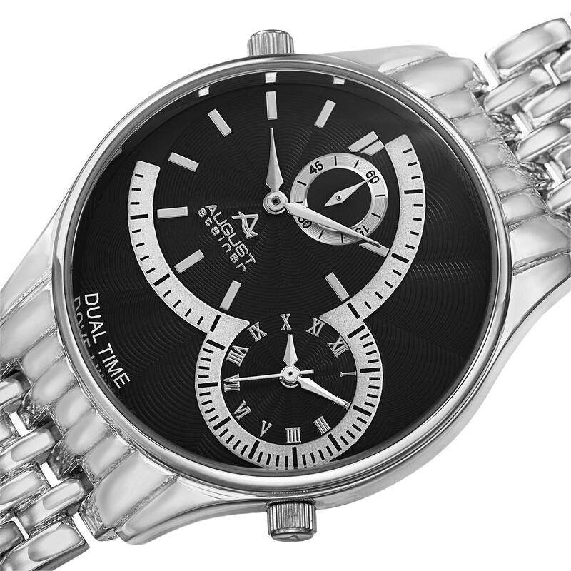 August Steiner Men's Swiss Quartz Dual Time Bracelet Watch