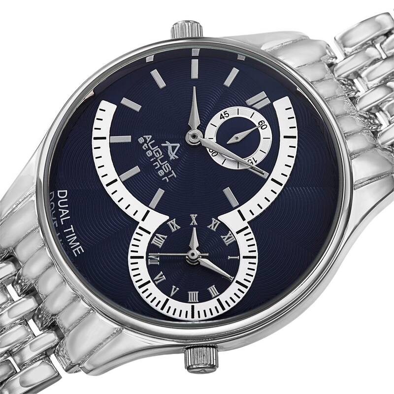 August Steiner Men's Swiss Quartz Dual Time Bracelet Watch