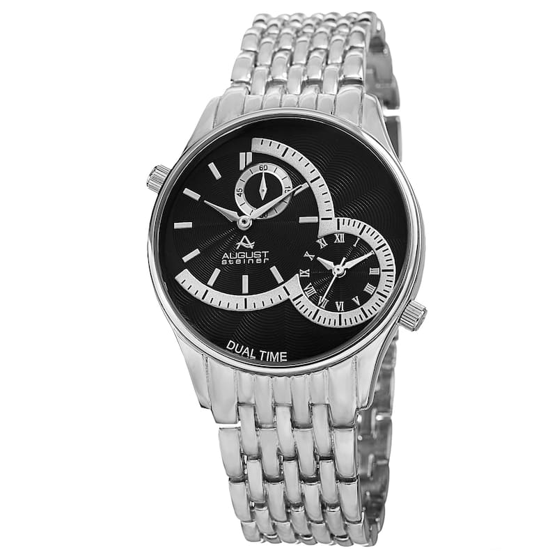 August Steiner Men's Swiss Quartz Dual Time Bracelet Watch