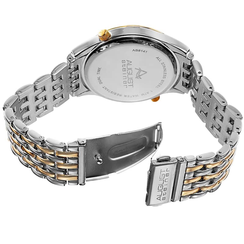 August Steiner Men's Swiss Quartz Dual Time Bracelet Watch