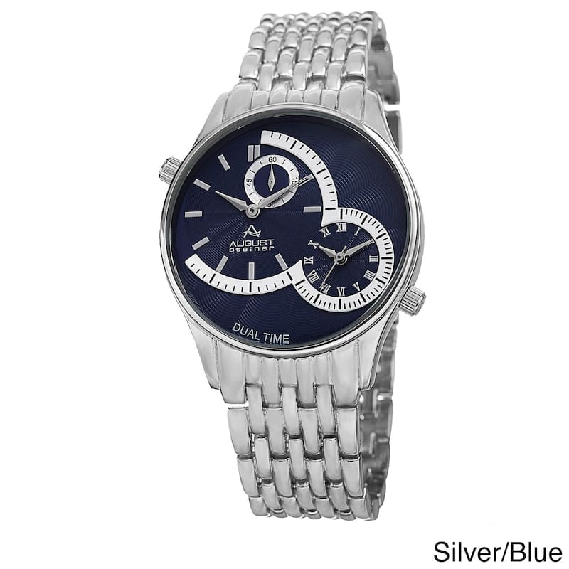 August Steiner Men's Swiss Quartz Dual Time Bracelet Watch