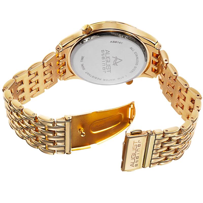 August Steiner Men's Swiss Quartz Dual Time Bracelet Watch