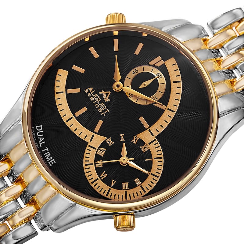 August Steiner Men's Swiss Quartz Dual Time Bracelet Watch