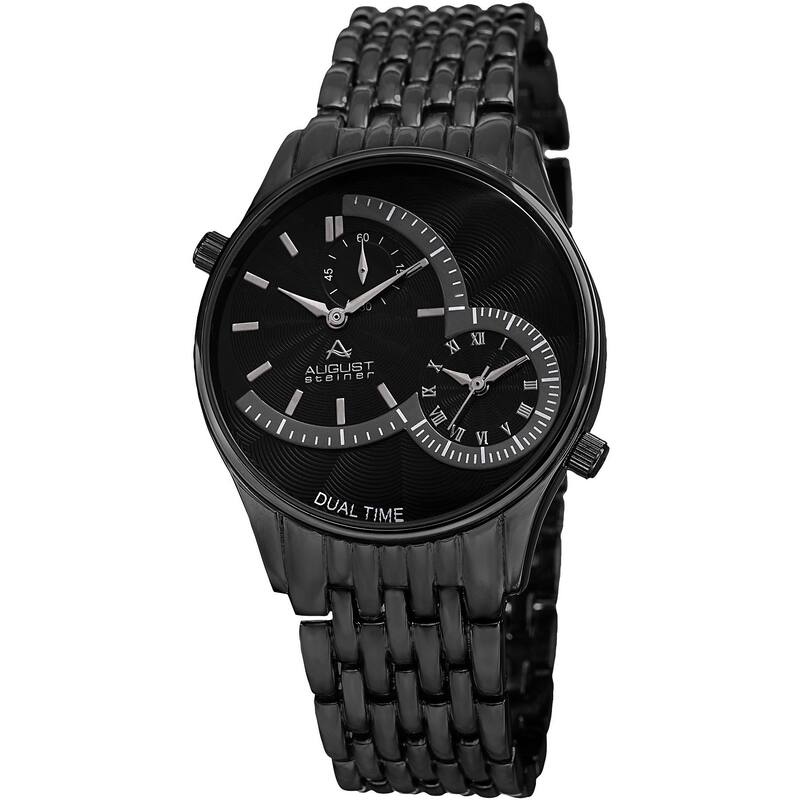 August Steiner Men's Swiss Quartz Dual Time Bracelet Watch