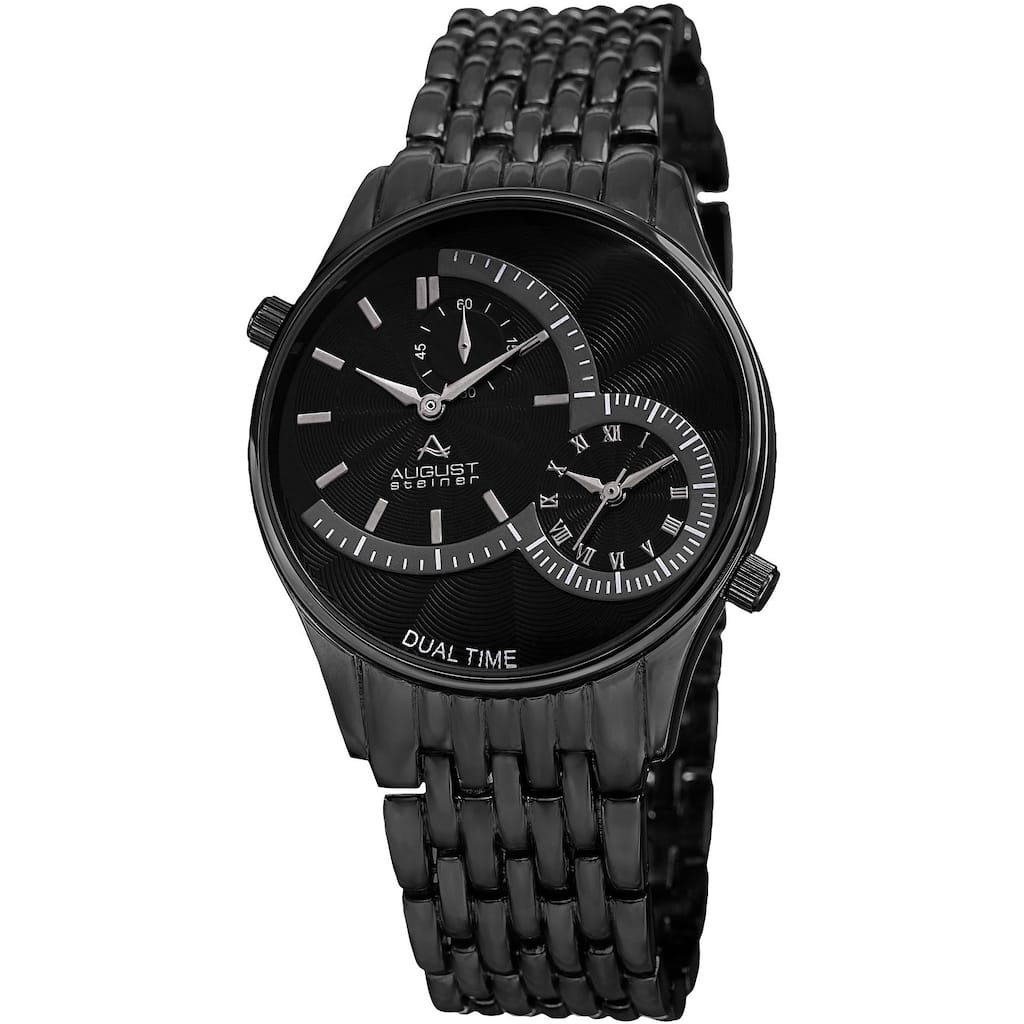 August Steiner Men's Swiss Quartz Dual Time Bracelet Watch
