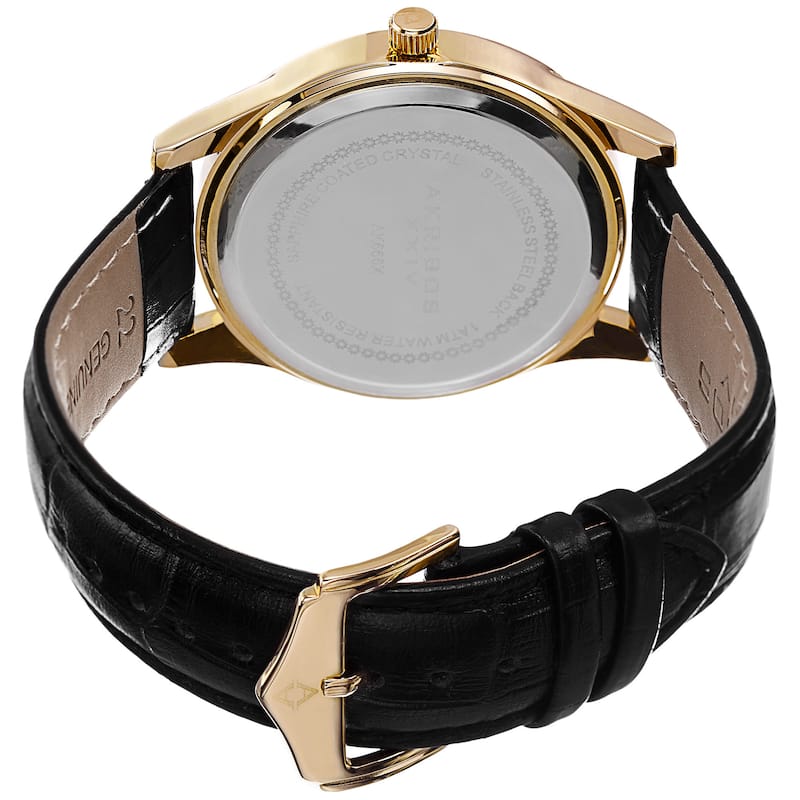 Akribos XXIV Men's Multifunction Quartz Leather Gold-Tone Strap Watch