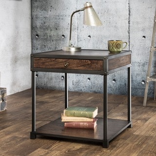 Furniture of America Thorne Antique Oak Industrial End Table