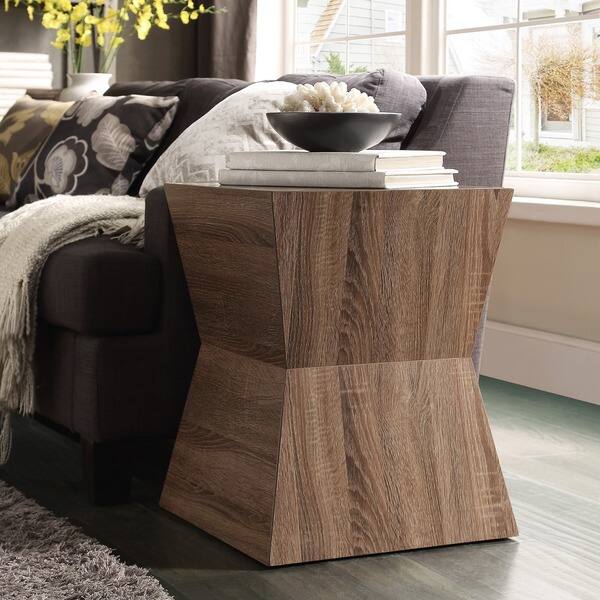 Inspire Q Hatteras Modern Geometric Woodblock End Table Inspire Q Hatteras Modern Geometric Woodblock End Table