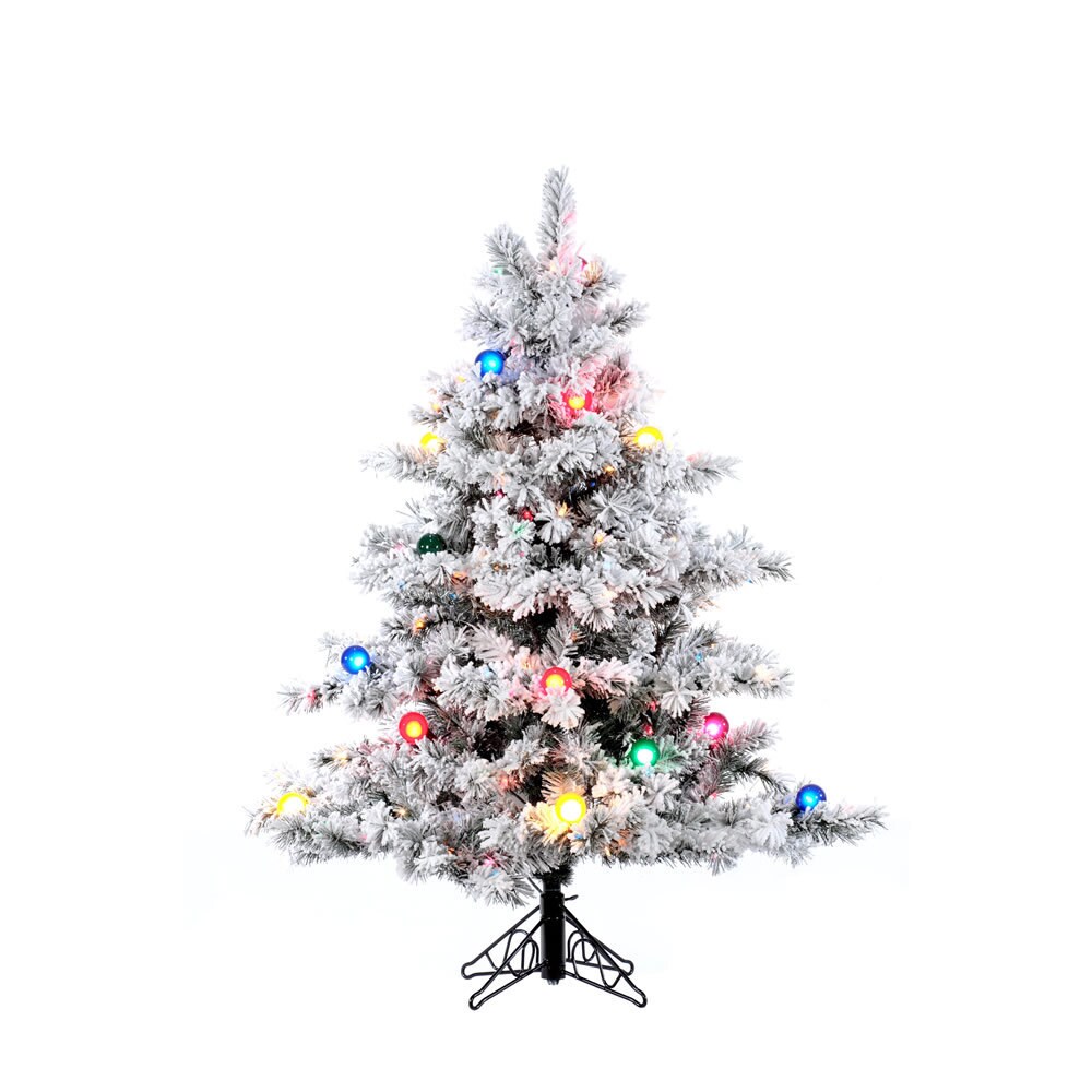4.5-foot x 44-inch Flocked Alaskan Dura-Lit Tree with 200 Multicolored G50  Lights On Sale Bed Bath  Beyond 9600530