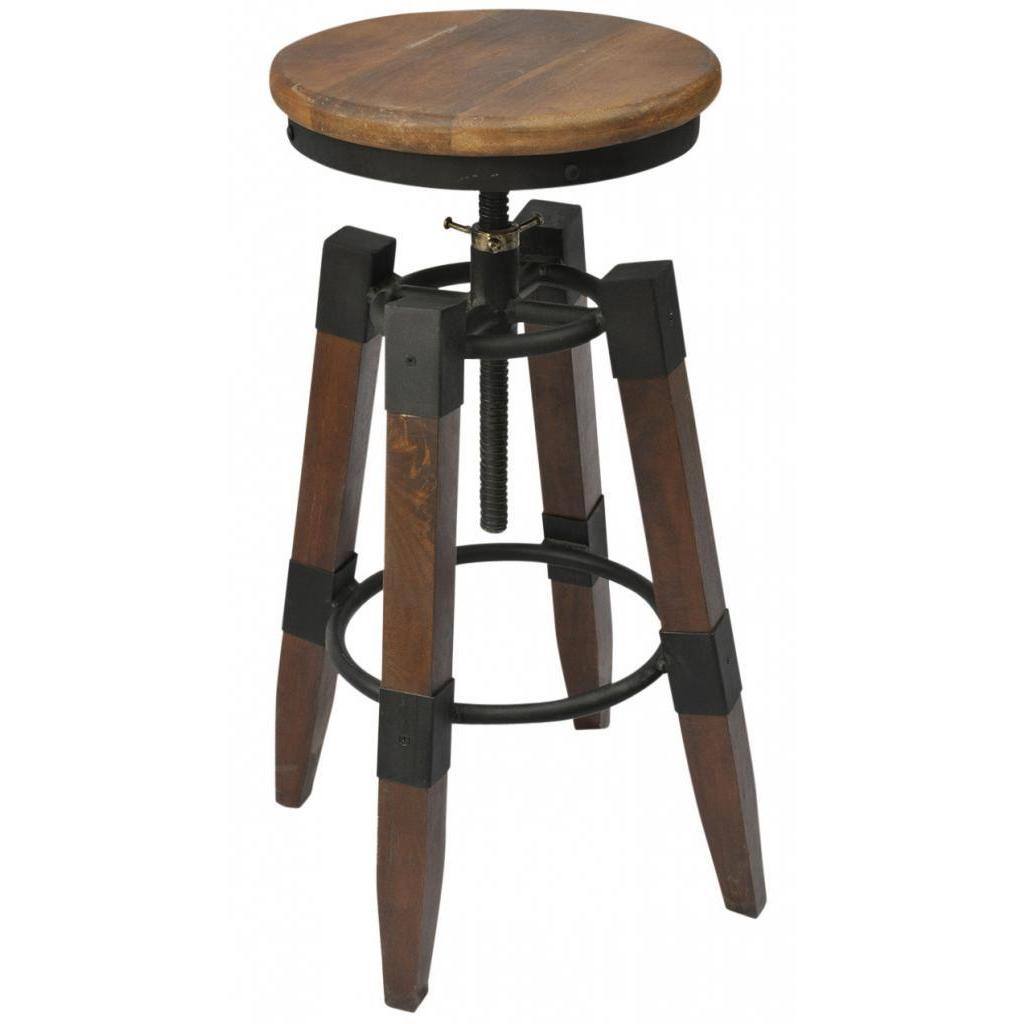 Renfrew Adjustable Height Iron/ Mango Wood Stool