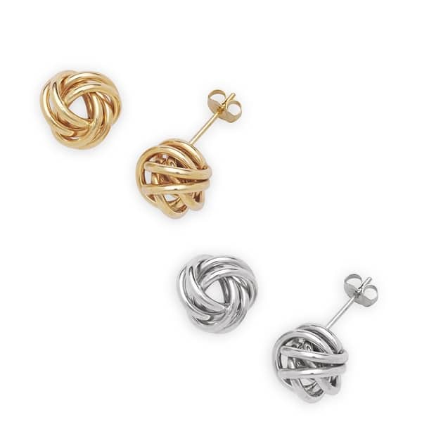 Rose Gold Finish Round Textured Twist Love Knot Stud Earrings 13MM Rose Gold Finish Round Textured Twist Love Knot Stud Earrings 13MM