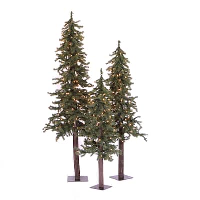 4-foot 5-foot 6-foot Natural Triple Alpine Set with 500 Multicolored Lights