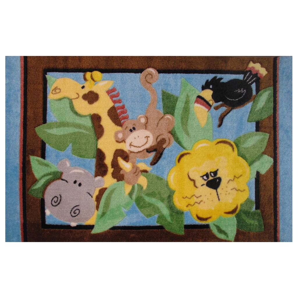 In The Jungle Blue Nylon Area Rug - 3'3" x 4'8"