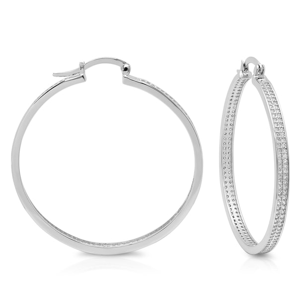 Roberto Martinez Silver Extra Large Micro Pave Cubic Zirconia Roberto Martinez Silver Extra Large Micro Pave Cubic Zirconia Hoop Earrings