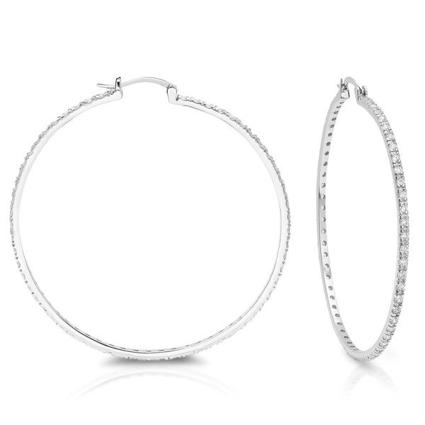 Shop Sterling Silver Extra Large Cubic Zirconia Hoop Earrings Free
