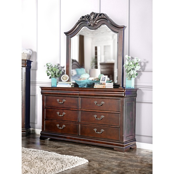 Furniture of America Bastillina English Style 2-Piece Dresser and Mirror Set
