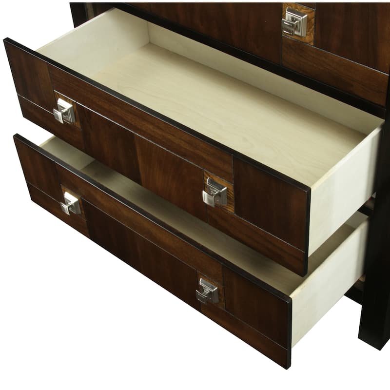 Zuza Transitional Brown Solid Wood 5-Drawer Chest by Furniture of America