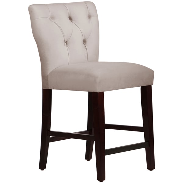Skyline Furniture Tufted Hourglass Counter Stool in Velvet Light Grey