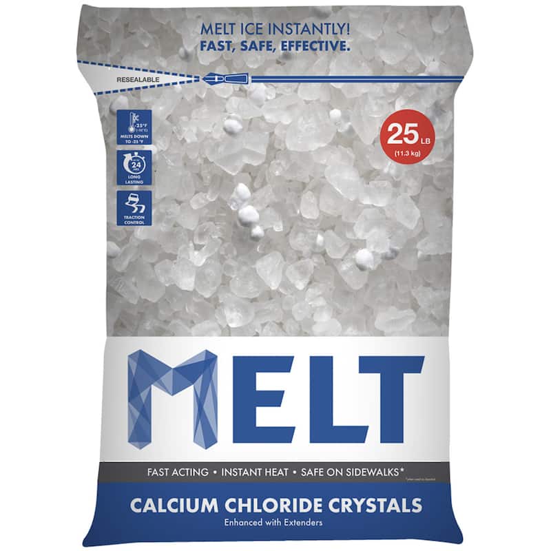 Snow Joe MELT 25 Lb. Resealable Bag Calcium Chloride Crystals Ice Melter - White - MELT 25lb Bag Calcium Chloride Crystals Ice Melter