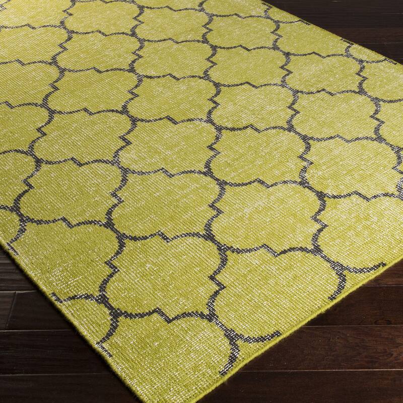 Beverly Hand-knotted Bohemian Trellis Wool Area Rug - 5'6" x 8'6" - Green