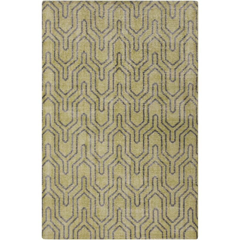 Hand-knotted Bridport Contemporary Wool Area Rug - Lime - 2' x 3'