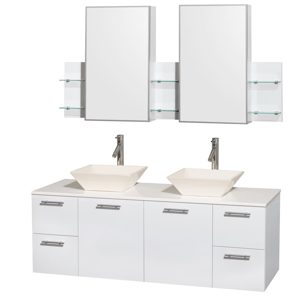 Shop Wyndham Collection Amare 60 Inch Glossy White Double Vanity