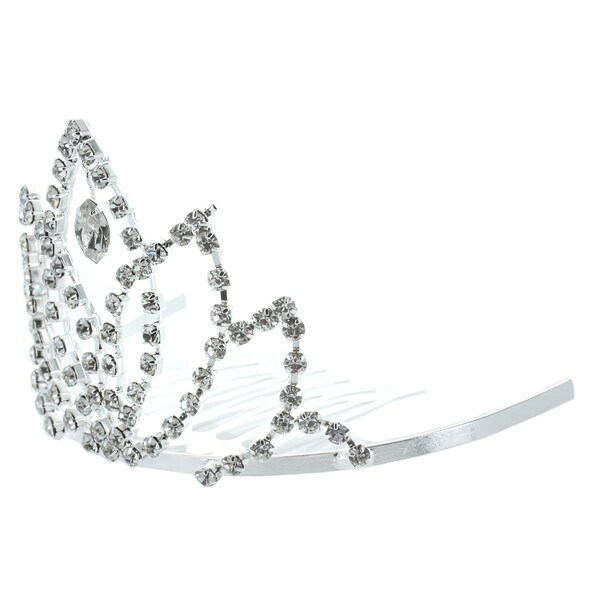 Kate Marie Bronia Rhinestone Crown Tiara Hair Pin in Silver