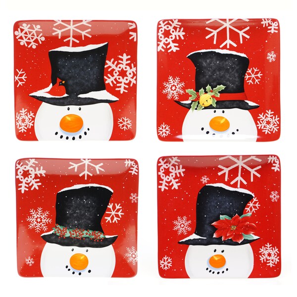 Certified International Top Hat Snowman 10.5 inch Dinner Plate (set of 4)
