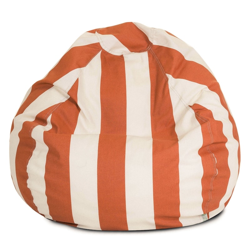 Majestic Home Goods Vertical Stripe Classic Bean Bag Chair Small/Large - Small - Burnt Orange/Cream