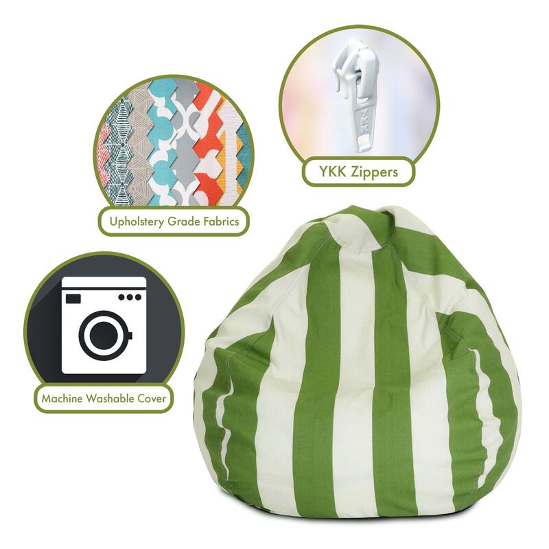 Majestic Home Goods Vertical Stripe Classic Bean Bag Chair Small/Large