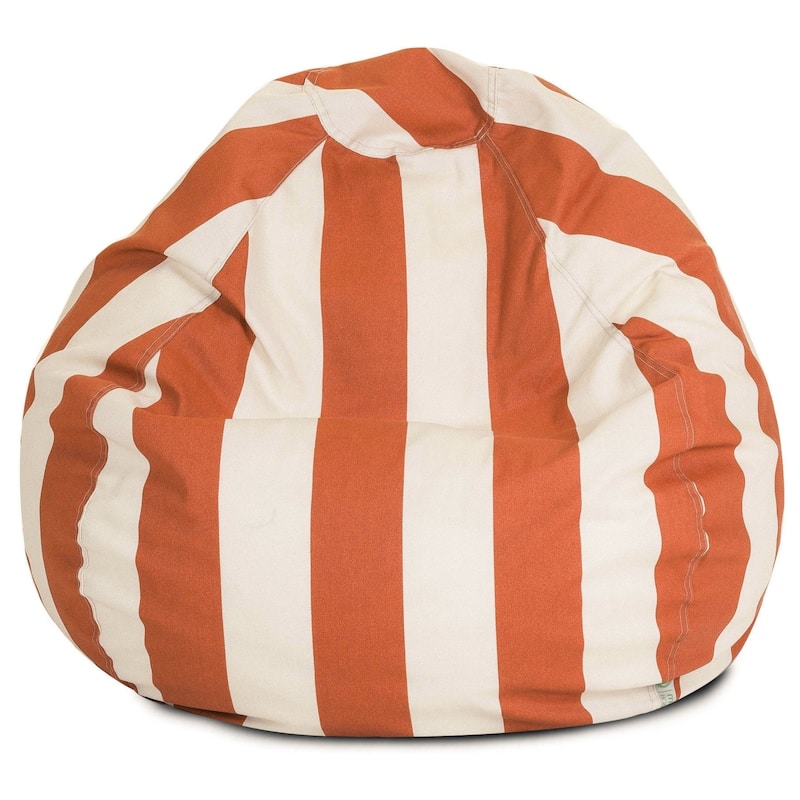 Majestic Home Goods Vertical Stripe Classic Bean Bag Chair Small/Large - Large - Burnt Orange/Cream