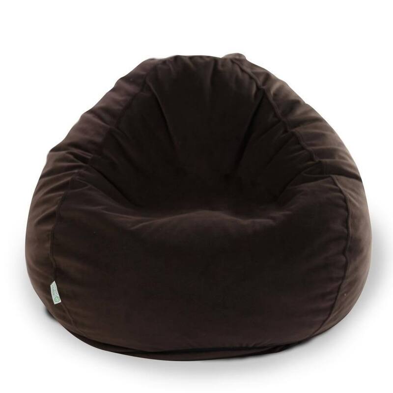 Majestic Home Goods Faux Suede Classic Bean Bag Chair Small/Large - Large - Dark brown