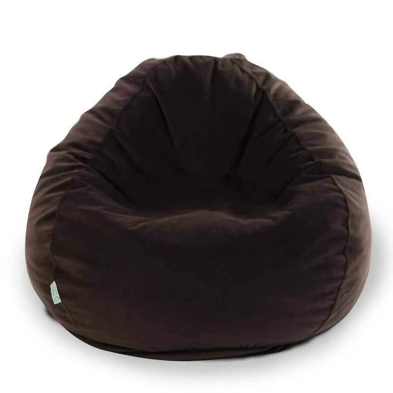 Majestic Home Goods Faux Suede Classic Bean Bag Chair Small/Large - Small - Dark brown