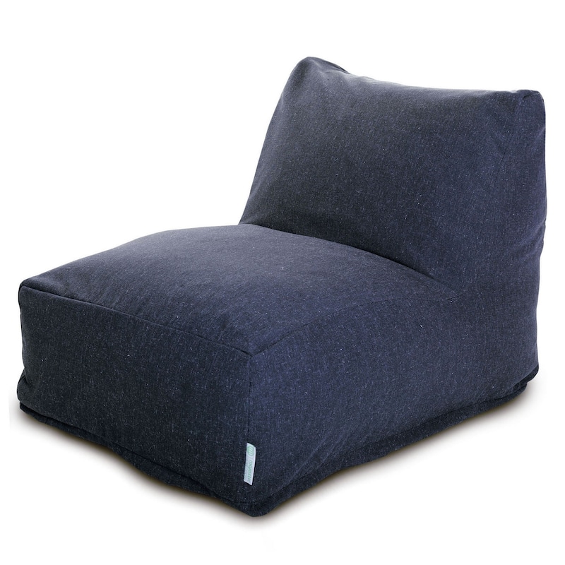 Majestic Home Goods Indoor Wales Poly/Linen Bean Bag Chair Lounger 36 in L x 27 in W x 24 in H - Navy