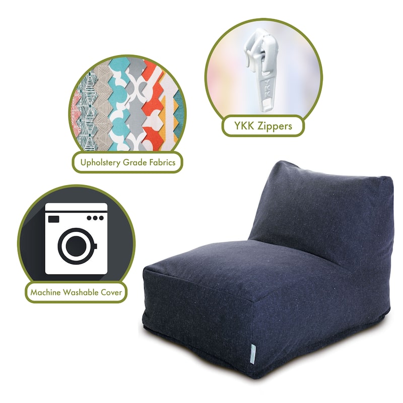 Majestic Home Goods Indoor Wales Poly/Linen Bean Bag Chair Lounger 36 in L x 27 in W x 24 in H