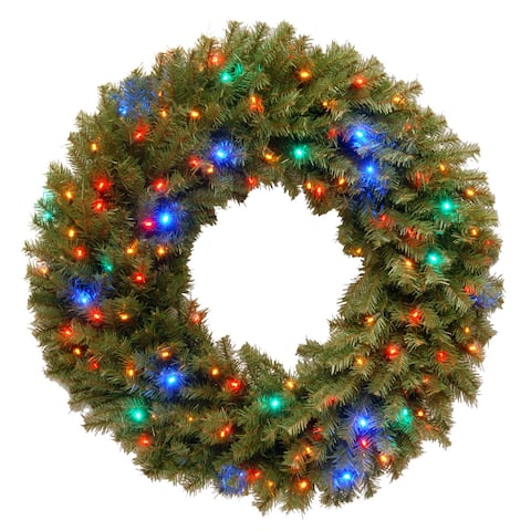 36-inch Norwood Fir Wreath with 100 Low Voltage Multi 4 Color LED Lights