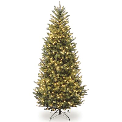 National Tree Company 7.5 ft. Natural Fraser Slim Fir Hinged Tree with 600 Clear Lights
